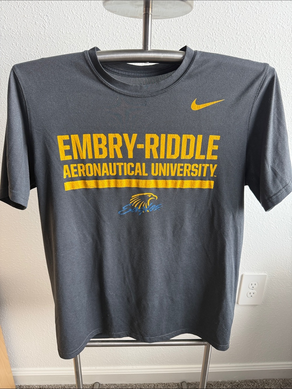 Nike Gray Embry-Riddle Aeronautical University Tee with Yellow Logo